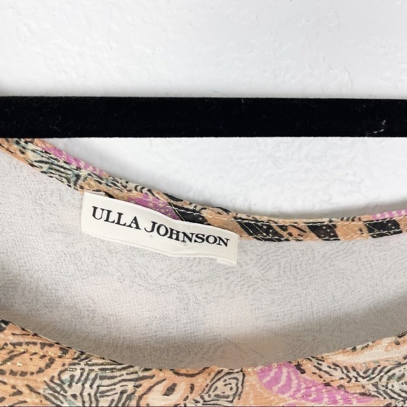 Ulla Johnson Uma Birds of Paradise Midi Silk Cotton Metallic Floral Midi Dress - Picture 9 of 10